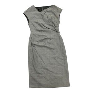 Escada Virgin Wool Knee-Length Dress Green Houndstooth Pleated Midi Of